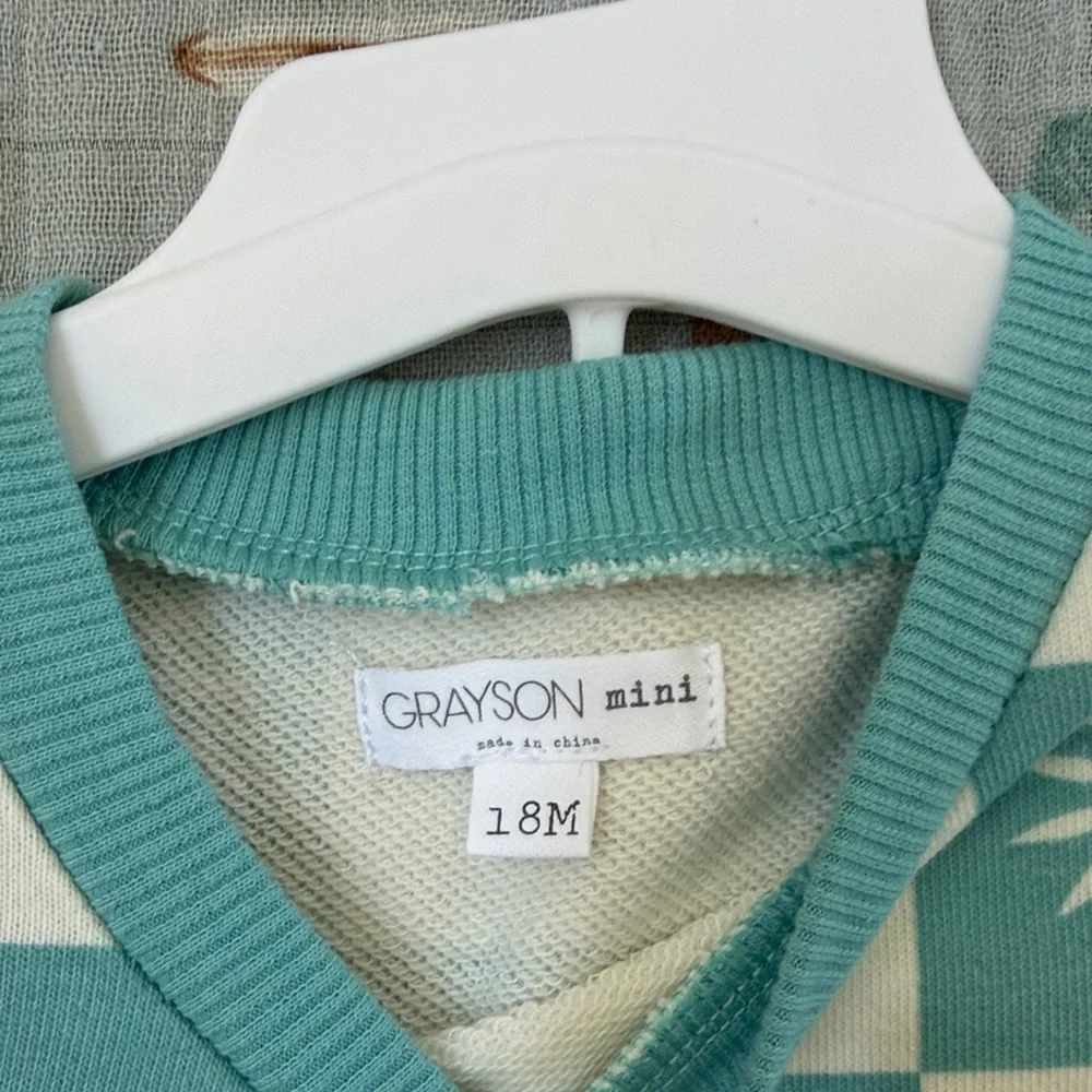 Grayson Mini Sun Checkerboard Kids Set - Teal and Cream